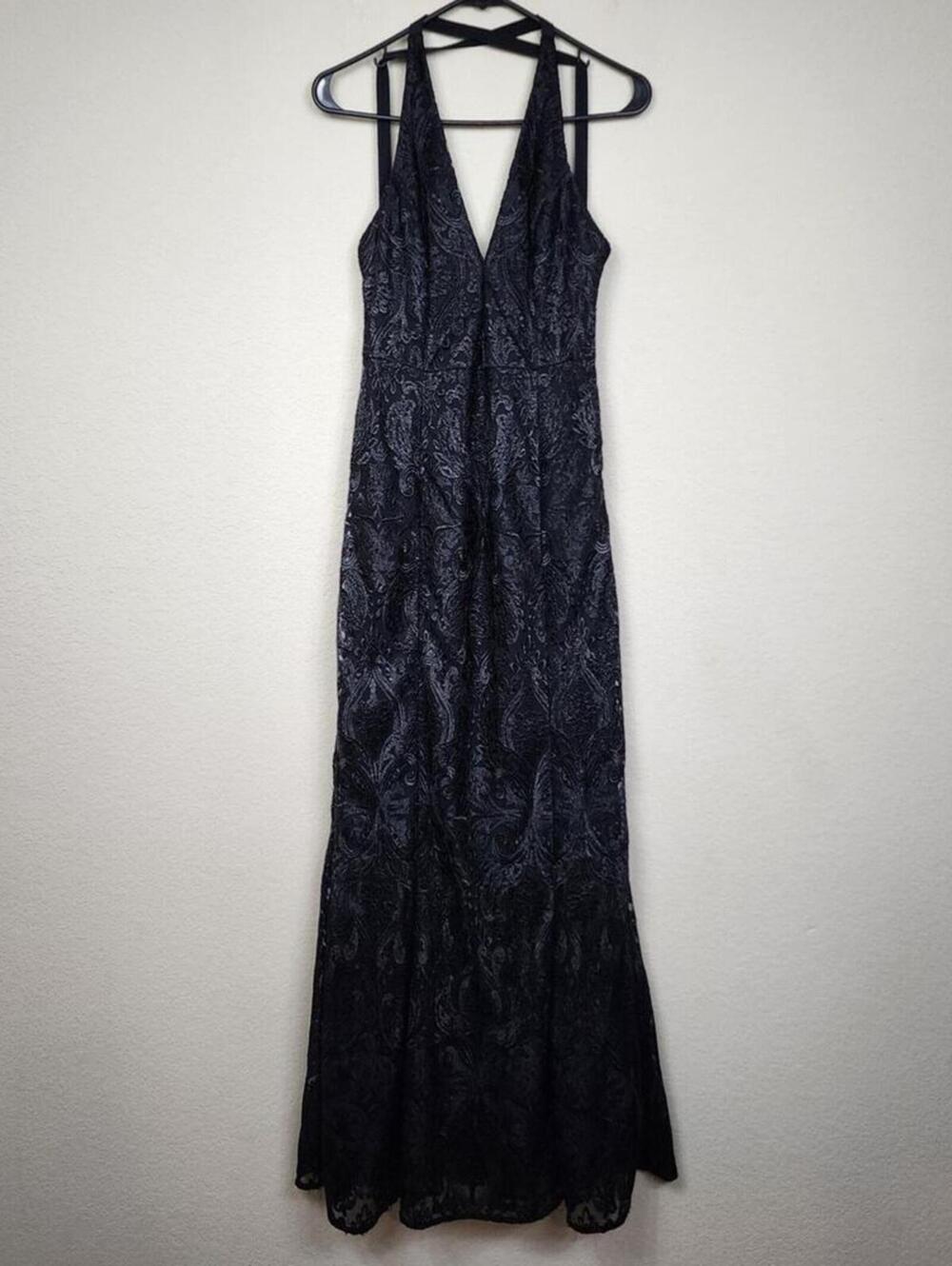 Free People Black Damask Goth Brocade Jacquard Embroidered Dress